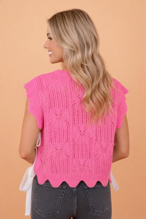 Sweet Scallop Pointelle Knit Sweater Tee