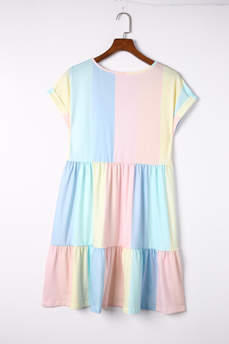 HIDDEN GEMS Pastel Stripe Babydoll Knit Dress