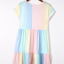  HIDDEN GEMS Pastel Stripe Babydoll Knit Dress