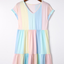  HIDDEN GEMS Pastel Stripe Babydoll Knit Dress