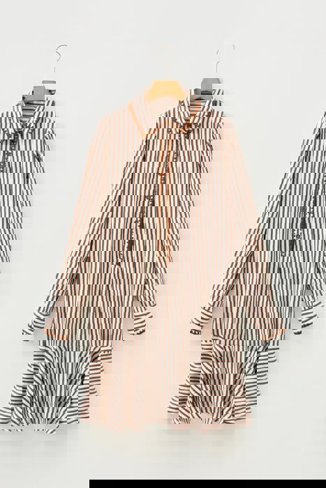 Coastal Stripe Embroidered Ruffle Hem Dress