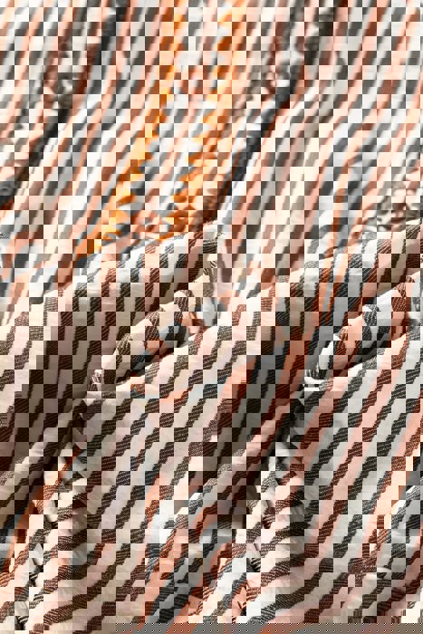 Coastal Stripe Embroidered Ruffle Hem Dress