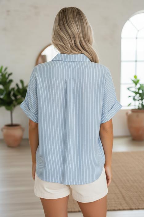 Denim Days Striped Button-Up Top