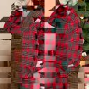 Red Size 1X Clearance! Plus Size Christmas Plaid Pajama Set