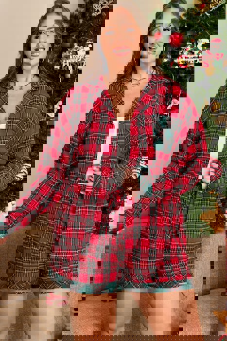 Clearance! Plus Size Christmas Plaid Pajama Set