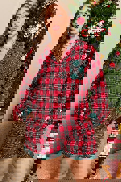 Clearance! Plus Size Christmas Plaid Pajama Set