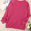  SALE! Plus Size Lace Sleeve Waffle Top