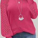  SALE! Plus Size Lace Sleeve Waffle Top