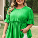  HIDDEN GEMS | Plus Size Eyelet Embroidered Babydoll Blouse