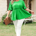  HIDDEN GEMS | Plus Size Eyelet Embroidered Babydoll Blouse