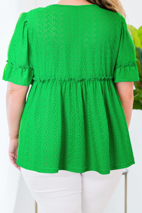 HIDDEN GEMS | Plus Size Eyelet Embroidered Babydoll Blouse