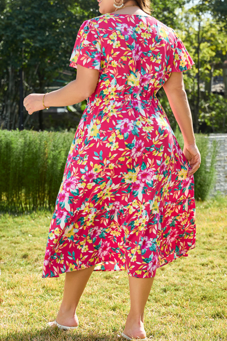 HIDDEN GEMS | Plus Size Colorful Blossoms Floral Midi Dress