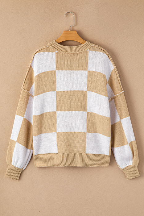 HIDDEN GEMS | Checker Bishop Sleeve Sweater