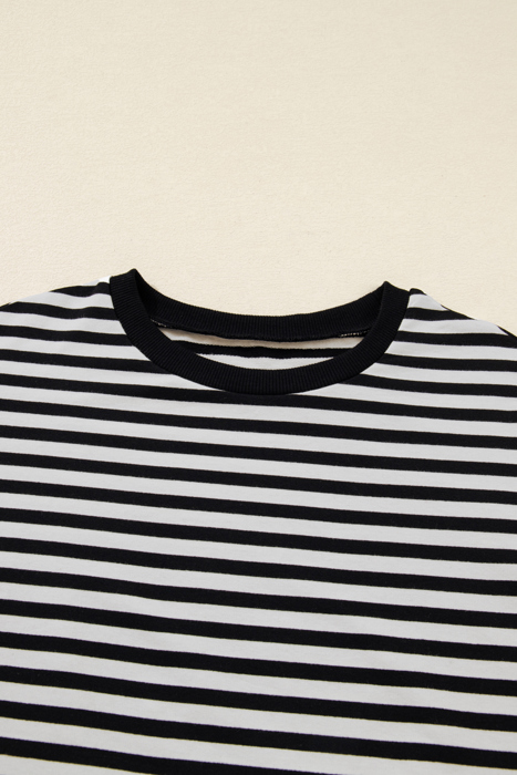 HIDDEN GEMS | Stripe Lace Trim 3/4 Wide Sleeve Top