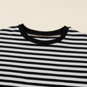  HIDDEN GEMS | Stripe Lace Trim 3/4 Wide Sleeve Top