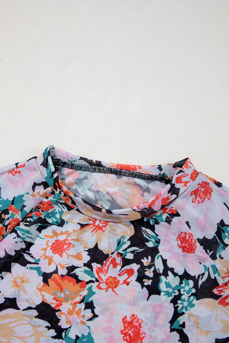 HIDDEN GEMS | Floral Mesh Long Sleeve Top