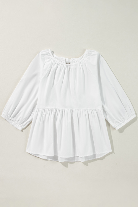 HIDDEN GEMS | Bow Cutout Back 3/4 Sleeve Blouse