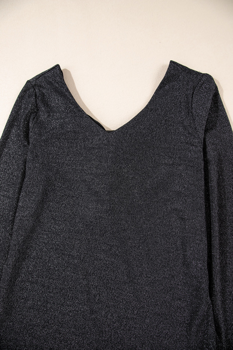 HIDDEN GEMS | Metallic Bow Open Back Top