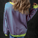  HIDDEN GEMS | Stripe Contrast Trim Sweatshirt