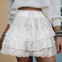 White Small Sylvie Chic Ruffle Shorts