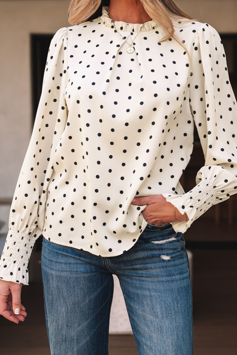 HIDDEN GEMS | Polka Dot Frilled Collar Blouse