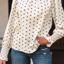  HIDDEN GEMS | Polka Dot Frilled Collar Blouse
