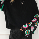  HIDDEN GEMS | Floral Crochet Bell Sleeve Sweater