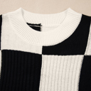  HIDDEN GEMS | Colorblock Checker Short Sleeve Sweater