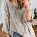 Seagrass Small HIDDEN GEMS | Hollowed Knit 3/4 Sleeve Sweater