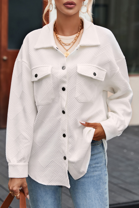 HIDDEN GEMS | Solid Textured Flap Pocket Shacket