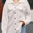  HIDDEN GEMS | Solid Textured Flap Pocket Shacket