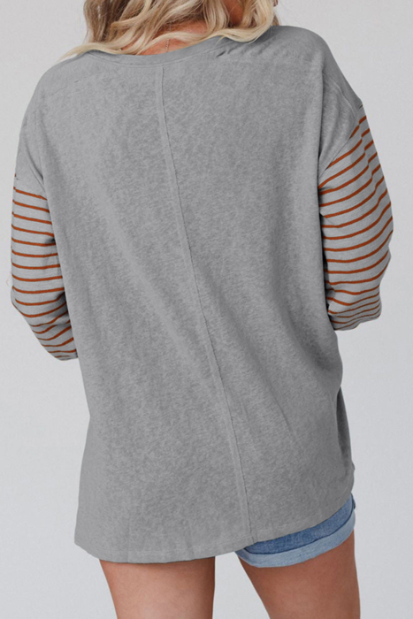 HIDDEN GEMS | Stripe Colorblock Bishop Sleeve Top