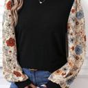  Social Contrast Printed Sleeve Top