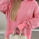 Rose Stripe Small HIDDEN GEMS | Stripe Thumbhole Sleeve Side Slit Hoodie