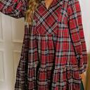  HIDDEN GEMS | Plaid Frilled Collar Long Sleeve Mini Dress