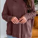  HIDDEN GEMS | Waffle Knit Patchwork Long Sleeve Top