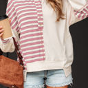  HIDDEN GEMS | Stripe Patchwork Henley Top