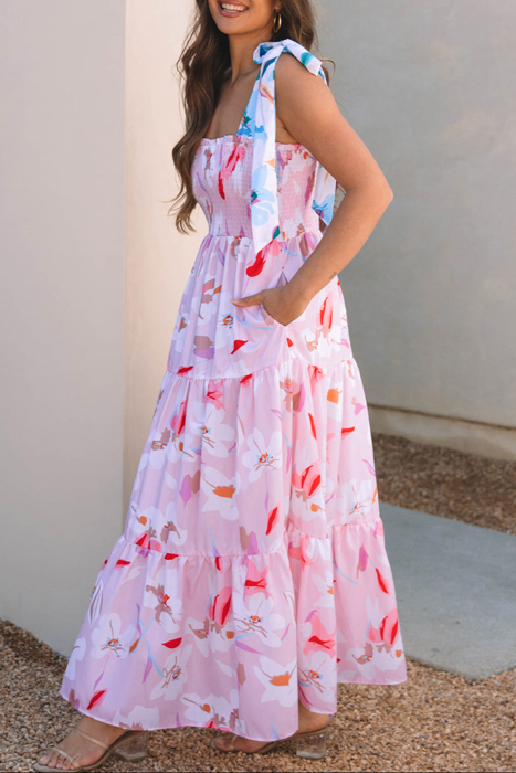 HIDDEN GEMS | Floral Tied Straps Maxi Dress