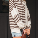  HIDDEN GEMS | Stripe Patchwork Henley Top