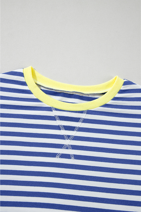 HIDDEN GEMS | Stripe Contrast Trim Sweatshirt