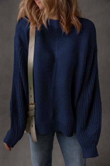 HIDDEN GEMS | Solid Front Seam Drop Shoulder Sweater