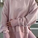 Purple Stripe Small HIDDEN GEMS | Stripe Thumbhole Sleeve Side Slit Hoodie