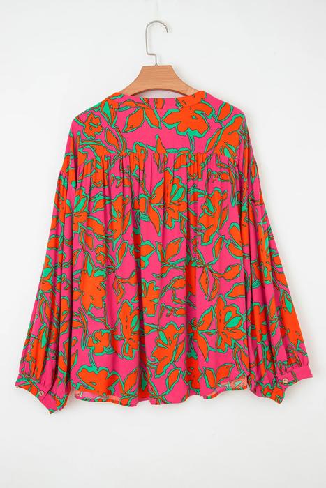 HIDDEN GEMS | Floral Batwing Sleeve Buttoned Shirt