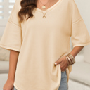  HIDDEN GEMS | Waffle Reverse Seam V-Neck Top