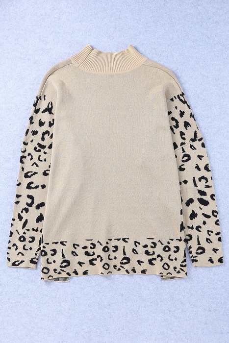 HIDDEN GEMS | Leopard Colorblock Mock Neck Sweater