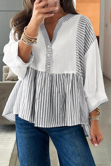 Sail Away Stripe Gauze Blouse