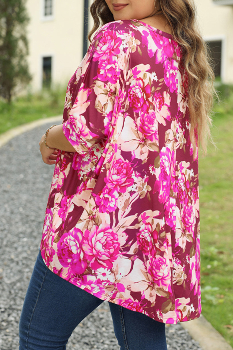 HIDDEN GEMS | Plus Size Floral 3/4 Sleeve Blouse