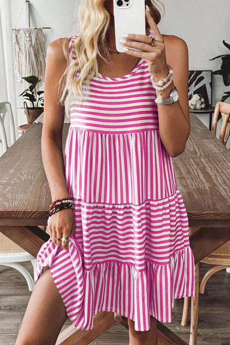 Catalina Tiered Stripe Sleeveless Dress