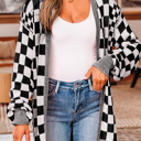  HIDDEN GEMS | Checker Open Front Cardigan