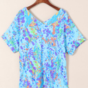  HIDDEN GEMS | Floral Short Sleeve V-Neck Tee